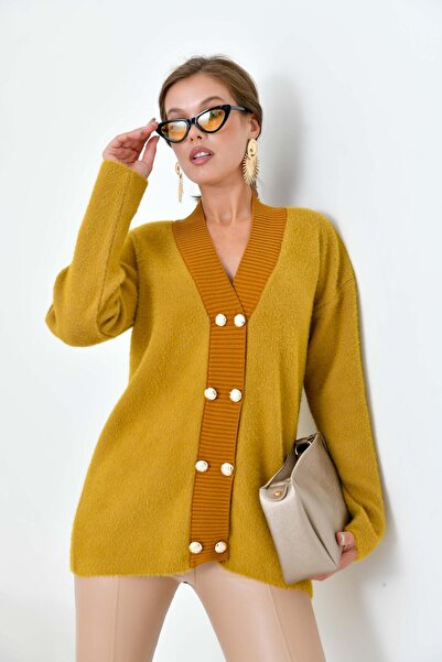 FTZ WOMEN Kadın Düğme Detaylı Hırka Olive 20865