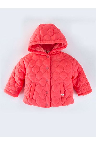 MDM Plush Hooded Winter Coat for Baby Girl - Cool, Quilted Detail and Buttoned Pocket