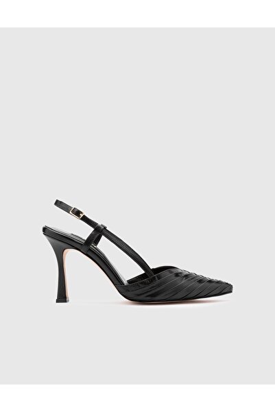 İLVİ Ramona Genuine Leather Women's Black Heeled Sandals