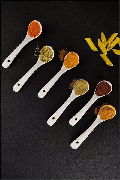 Cetking Porcelain 6-Piece Teaspoon Jam and Sauce Spoon 10.5 cm White - Gsa-27 Gfcsale 210035