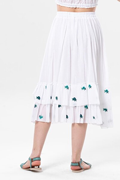 Eliş Şile Bezi Лавінія Вуаль Вишита Довга Літня Спідниця Біла Byz
