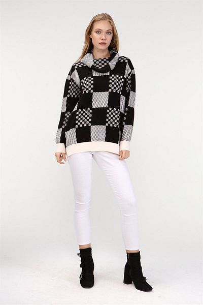 FTZ WOMEN Women's Patterned Knitwear Sweater Ecru 21-6021