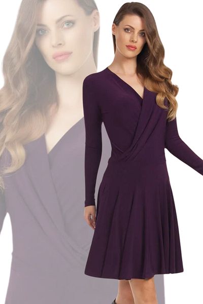Laranor Rochie de damă, prune, cu guler dublu, zi și noapte, elegantă 19l6440