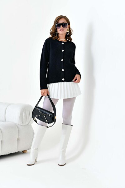 FTZ WOMEN Cardigan de damă cu nasturi negru 20788