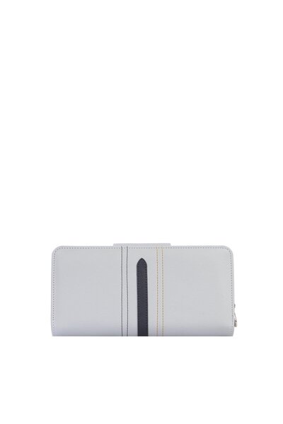 CENGİZ PAKEL Kadın Şerit Detaylı Çok Bölmeli Cüzdan – 65305 - Buz Mavi/Lacivert