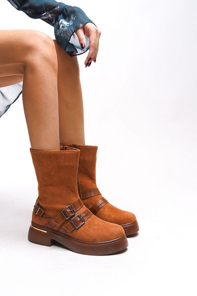 Riccon Dámské boty Elgikh s přezkou Detailed 00123315 Tan Suede