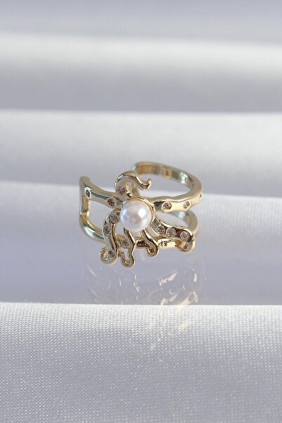 Generic Brand Rice gold color pearl octopus earcuff earrings