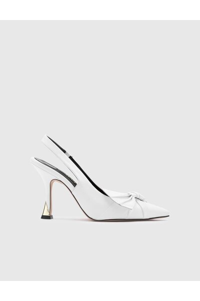 İLVİ Gymea Hakiki Deri Kadın Beyaz Topuklu Sandalet