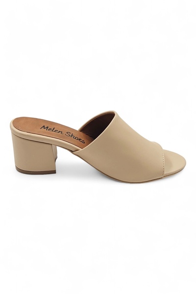 Melen Shoes Celosia Beige - Women's Comfortable Daily Heeled Slippers