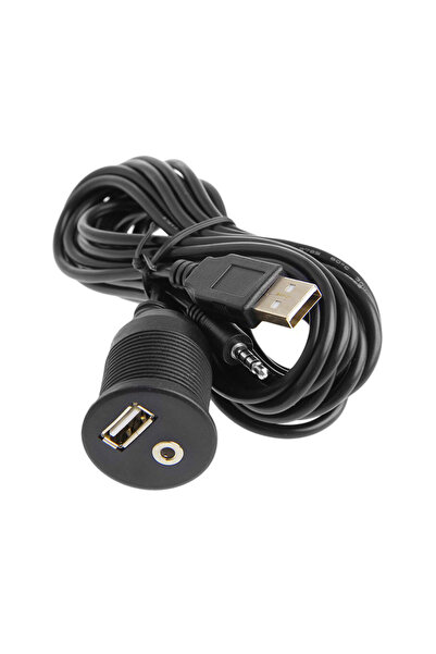 KEEPRO Aux + Usb 2.0 كابل تمديد ذكر أنثى قابل للتركيب بطول 2 متر