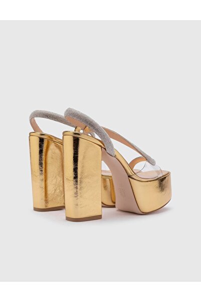 İLVİ Rory Hakiki Cilt Deri Kadın Altın Topuklu Sandalet