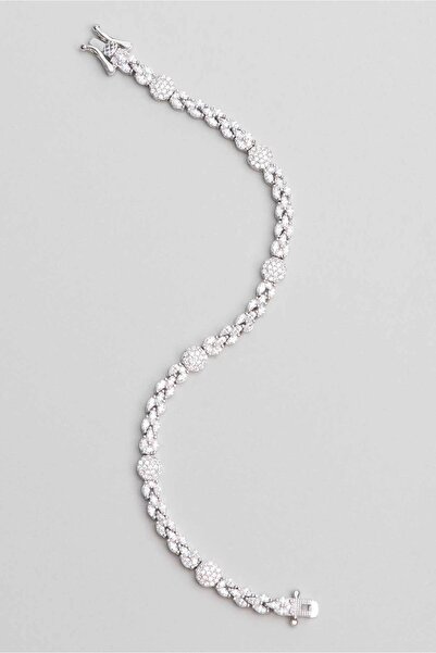 So CHIC... Avangard Tasarım 18 Ayar Beyaz Altın Kaplama Gümüş Bileklik