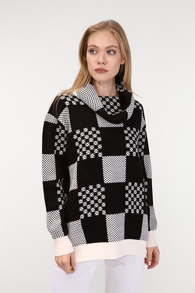 FTZ WOMEN Women's Patterned Knitwear Sweater Ecru 21-6021