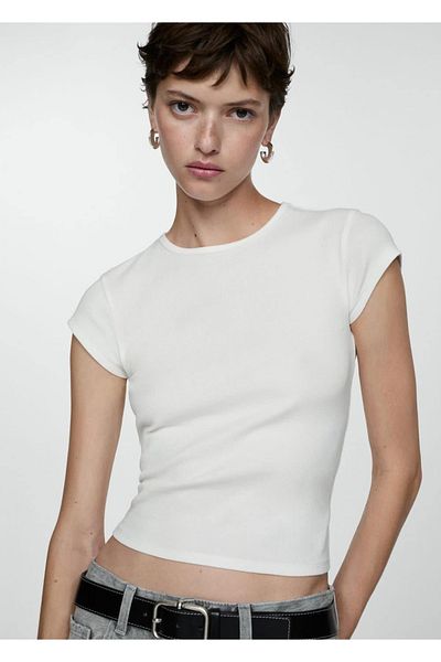 MANGO Woman Tricou tricot cu maneca scurta