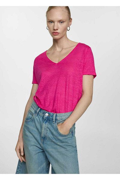 MANGO Woman Tricou de in cu decolteu in V