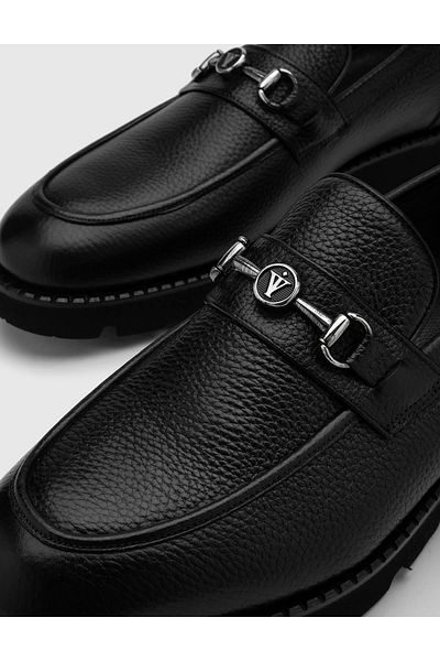 İLVİ Santeri Genuine Floater Leather Men's Black Casual Shoes