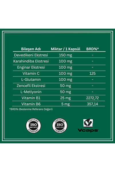 Veritamin Hng-9 Devedikeni Ve Enginar Ekstresi Içeren 30'lu Kapsül Gıda Takviyesi - Karaciğer Detoks