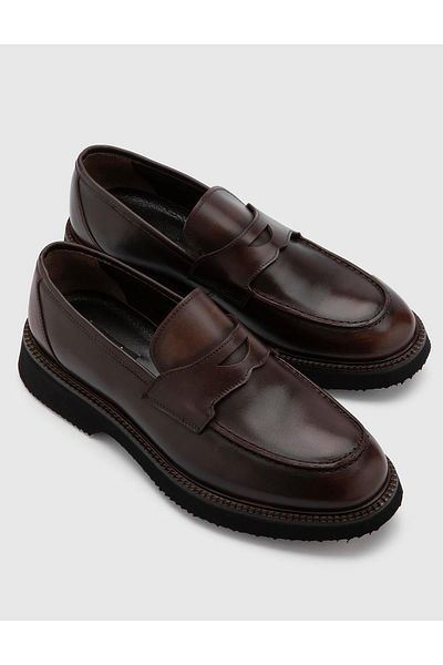 İLVİ Eka Genuine Leather Men's Brown Casual Shoes