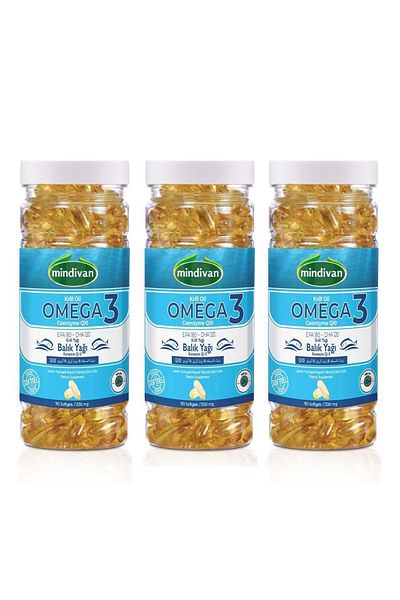 Mindivan Krill Oil and Omega 3 Coenzyme Q10 - 1330 Mg 90 Softgels X3 Pieces