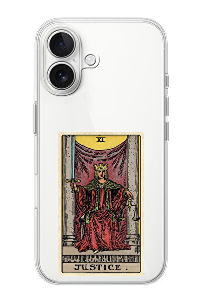 shoptocase iPhone 16  Uyumlu Justice Desenli Şeffaf Silikon Telefon Kılıfı