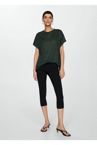 MANGO Woman Short-Sleeved Linen T-Shirt