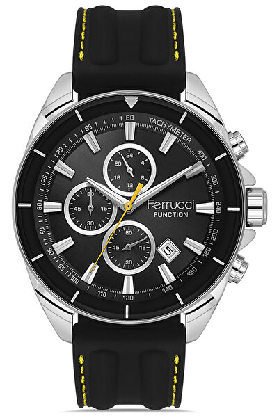 Ferrucci Erkek Silikon Kordon Spor Kol Saati Çelik Kasa Su Geçirmez İç Fonksiyonlar Aktif  Çalışır Spor Model