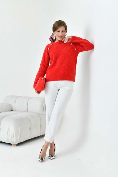 FTZ WOMEN Women's Gold Button Detailed Blouse Red 20699