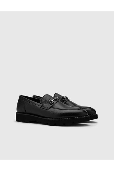 İLVİ Santeri Genuine Floater Leather Men's Black Casual Shoes