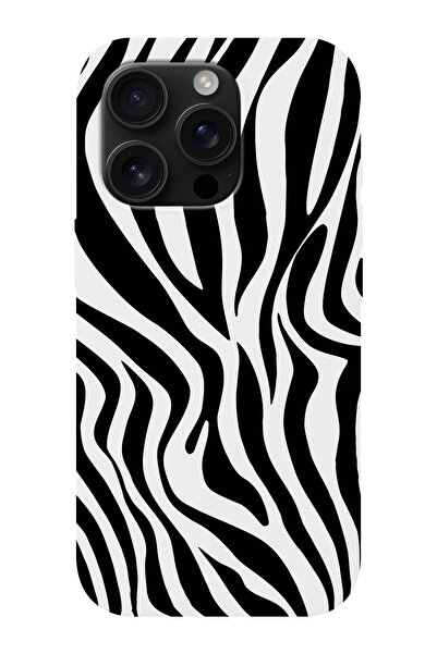 shoptocase iPhone 16 PRO MAX Uyumlu Zebra Desenli İçi Süet Silikon Telefon Kı...
