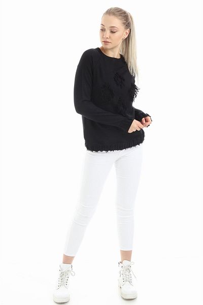 FTZ Γυναικεία λεπτομέρεια κειμένου Casual Tunik Black 21-1171