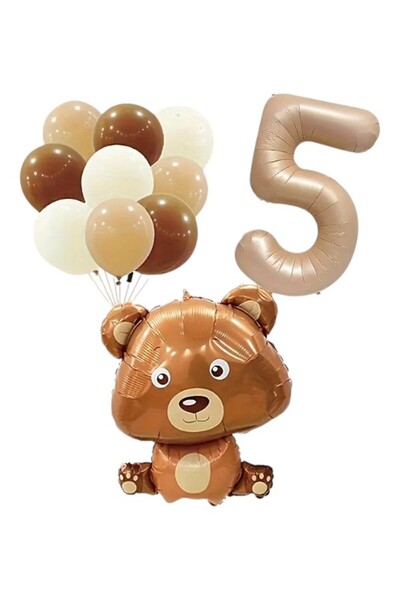 ZEAP Şapşal Ayıcık Temalı Balonu Kum Beji Yaş Folyo Balonlu Parti Seti