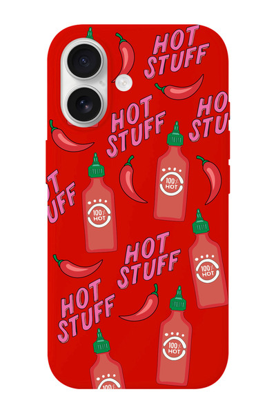 shoptocase iPhone 16 Uyumlu Hot Stuff Desenli İçi Süet Silikon Telefon Kılıfı
