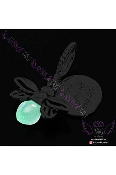 Neon Takı by Atalay Steel Charm 11 for Glow-In-The-Dark Firefly Figure, Dangle, Pan Bracelet, Silver Color