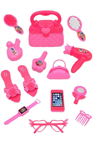 BYCEGU PEMBE RENK KARTELA ÇANTALI OYUNCAK GÜZELLİK KUAFÖR MAKYAJ OYUN AKTİVİTE SETİ