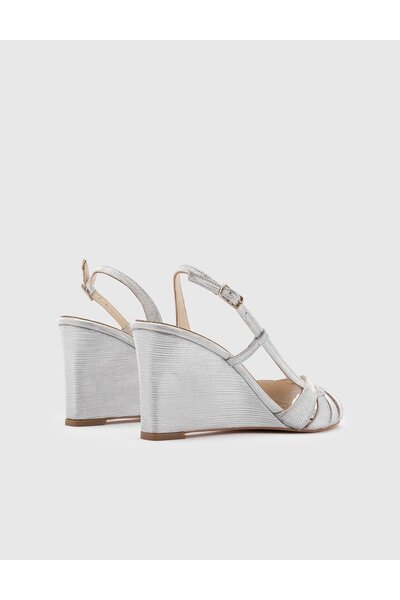 İLVİ Dámské sandály na podpatku z pravé kůže Suzume stříbrné barvy