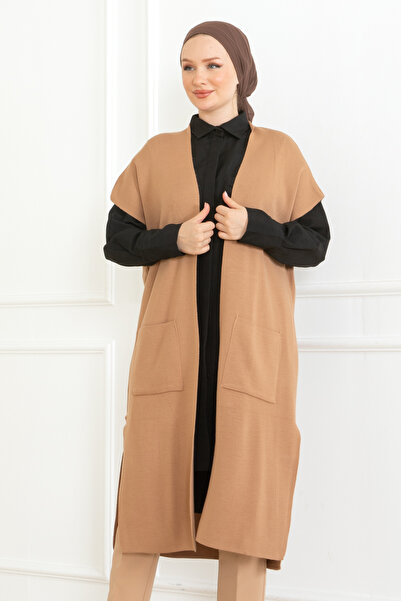 MAY MARA ЖІНОЧИЙ ОВЕРСАЙЗ З КИШЕНЯМИ І РОЗРІЗАМИ З БОКІВ ТРИКОТАЖНИЙ ЖИЛЕТ