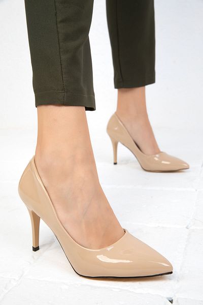 SOHO Patent Leather Women's Classic Heeled Shoes - Tan 19550