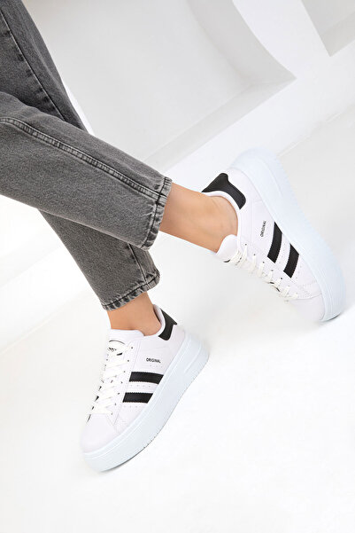 SOHO Damen-Sneaker Weiß-Schwarz 19685