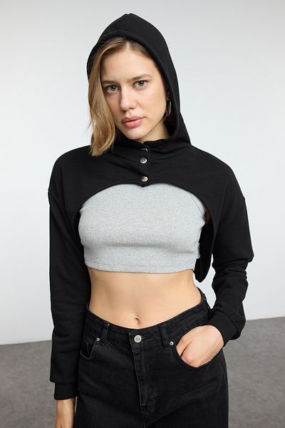 Trendyol Collection Плетен черен суичър - TWOAW25SW00091
