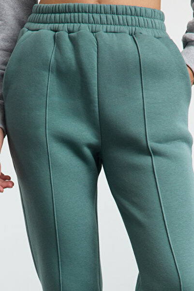 Trendyol Collection Khaki žebrované základní Jogger tlusté pletené tepláky s fleecem uvnitř TWOAW25EA00043