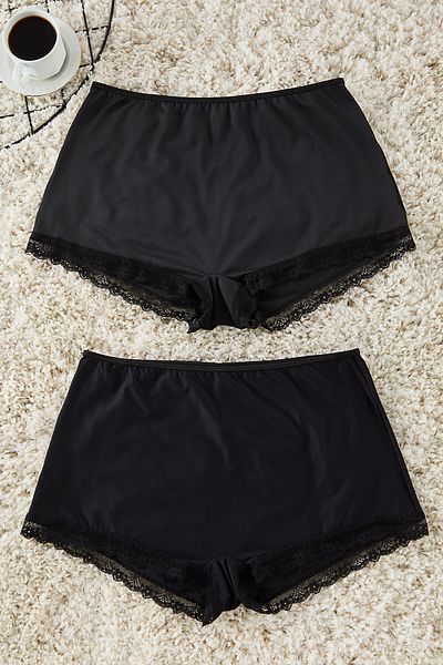 Trendyol Curve Schwarzes Plus-Size-Höschen mit Spitze und hoher Taille – TBBAW25CM00005