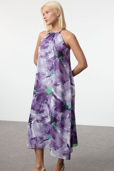 Trendyol Collection Rochie mov cu model floral midi - TWOSS24EL00951