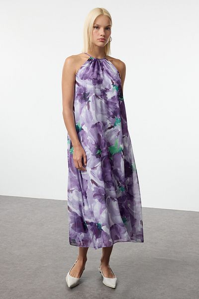 Trendyol Collection Rochie mov cu model floral midi - TWOSS24EL00951