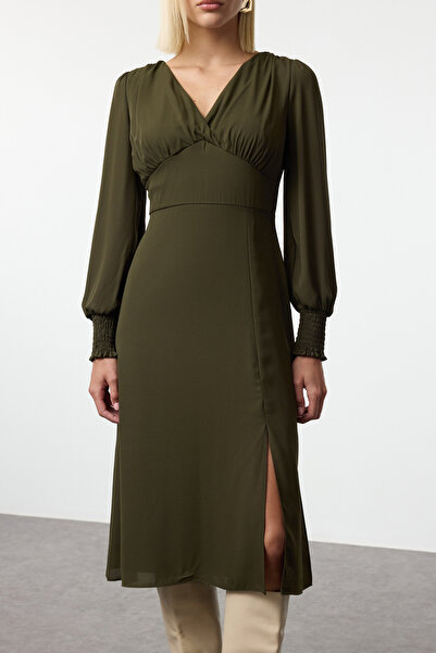 Trendyol Collection Khaki Midi Woven Dress - Twoaw23el01050
