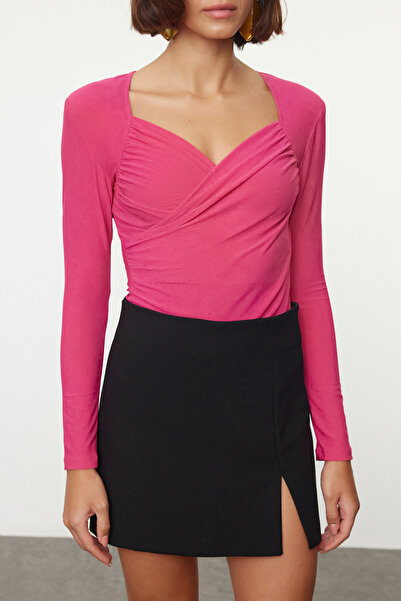 Trendyol Collection Flexible Fuchsia Knitted Body - Padded and Drape Detailed, Sitting on the Body Twoaw22Bd0156