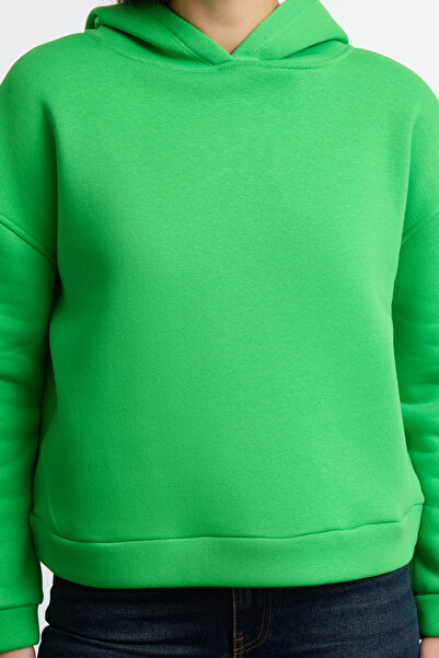 Trendyol Collection Zelená fleecová mikina s kapucí – Regular Fit Twoaw23sw00004