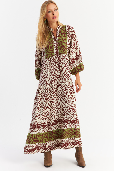 Cool & Sexy Brown-Khaki Flounce Women's Maxi Dress - Alo11