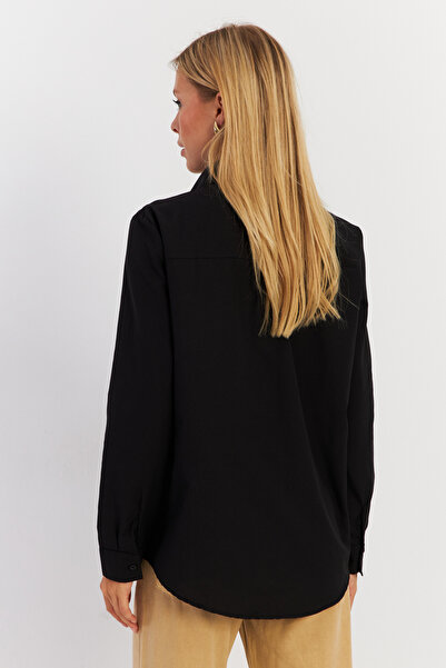 Cool & Sexy Black Stone Detailed Women's Shirt - Zer412