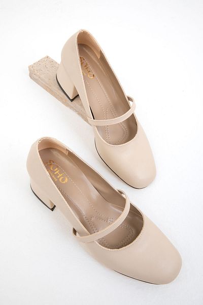 SOHO 19721 Model Beige Women's Classic Heeled Shoes