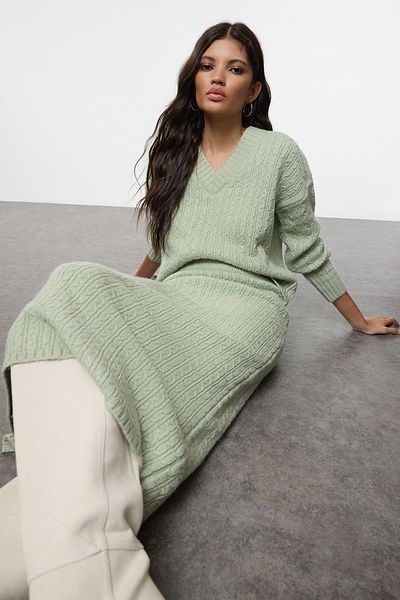 Trendyol Collection Menta kötöttáru hajfonat és alsó-felső készlet - TWOAW25AU00002